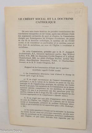 Cat.No: 343281 La crédit social et la doctrine catholique