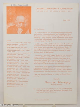 Cat.No: 343308 Cardinal Mindszenty Foundation fundraising letter [handbill