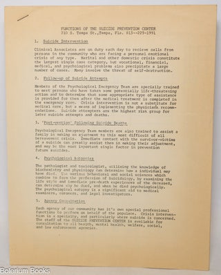 Cat.No: 343622 Functions of the Suicide Prevention Center