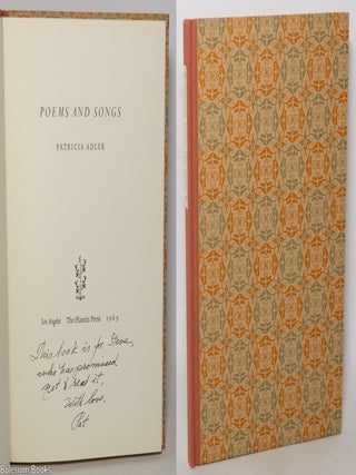 Cat.No: 343695 Poems and Songs [personal inscription signed by the poet]. Patricia Adler