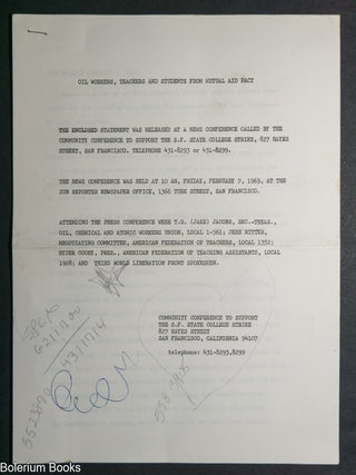 Cat.No: 344587 Oil workers, teachers and students from mutual aid pact / The enclosed...