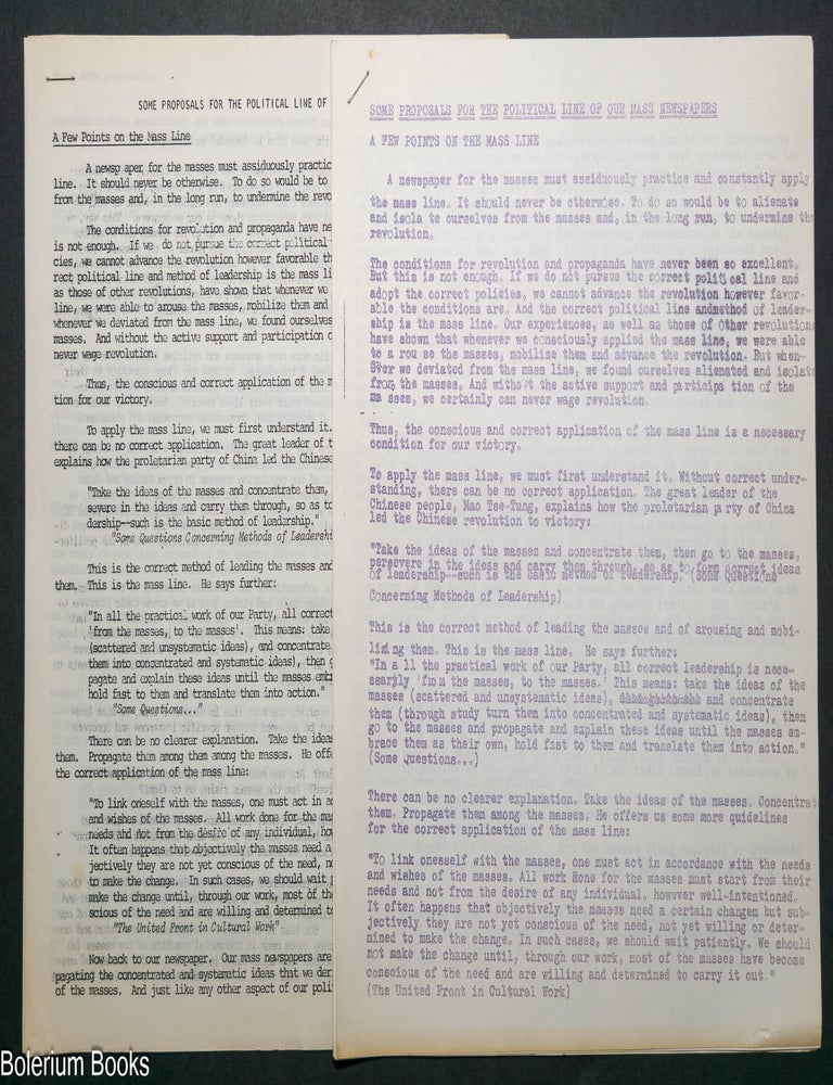 Cat.No: 344798 Some proposals for the political line of our mass newspapers [two copies]