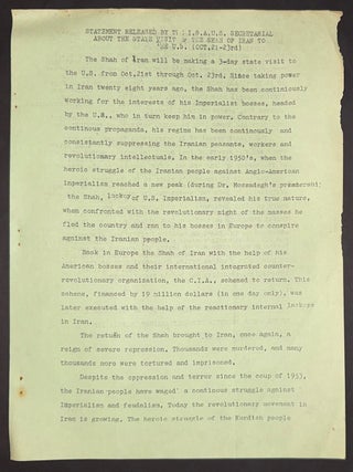 Cat.No: 344838 Statement released by the ISAUS Secretarial about the state visit of the...