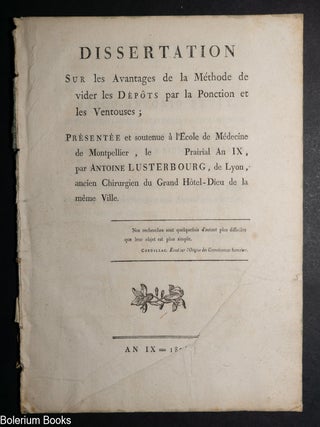 Cat.No: 344968 Dissertation sur les avantages de la m&eacute;thode de vider les d&eacute;p&ocirc;ts par la...