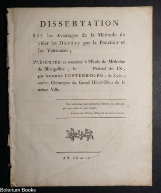 Cat.No: 344968 Dissertation sur les avantages de la méthode de vider les dépôts par la...