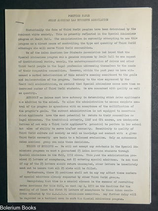 Cat.No: 345093 Position Paper. Asian American Law Students Association