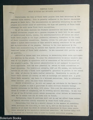 Cat.No: 345093 Position Paper. Asian American Law Students Association