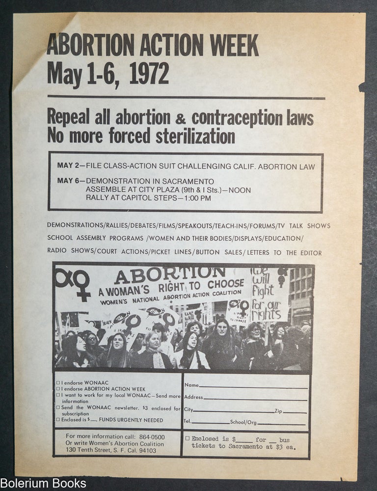 Cat.No: 345099 Abortion Action Week, May 1-6, 1972 (poster) Repeal all abortion