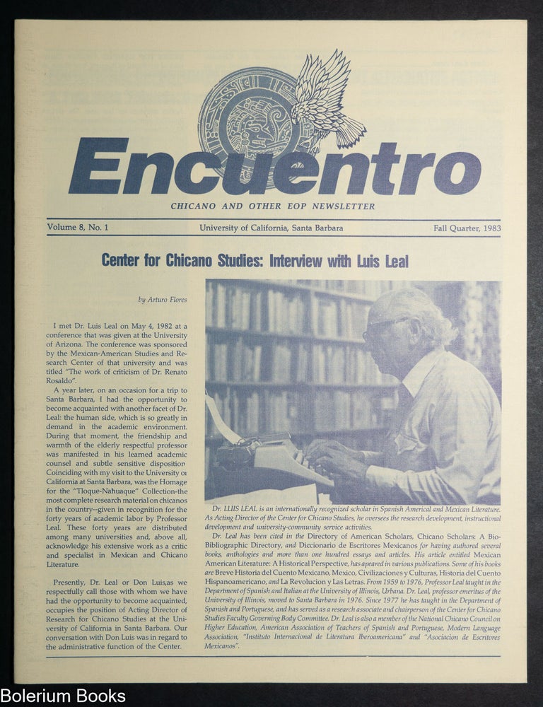 Cat.No: 345190 Encuentro: volume 8, no. 1 (Fall Quarter 1983