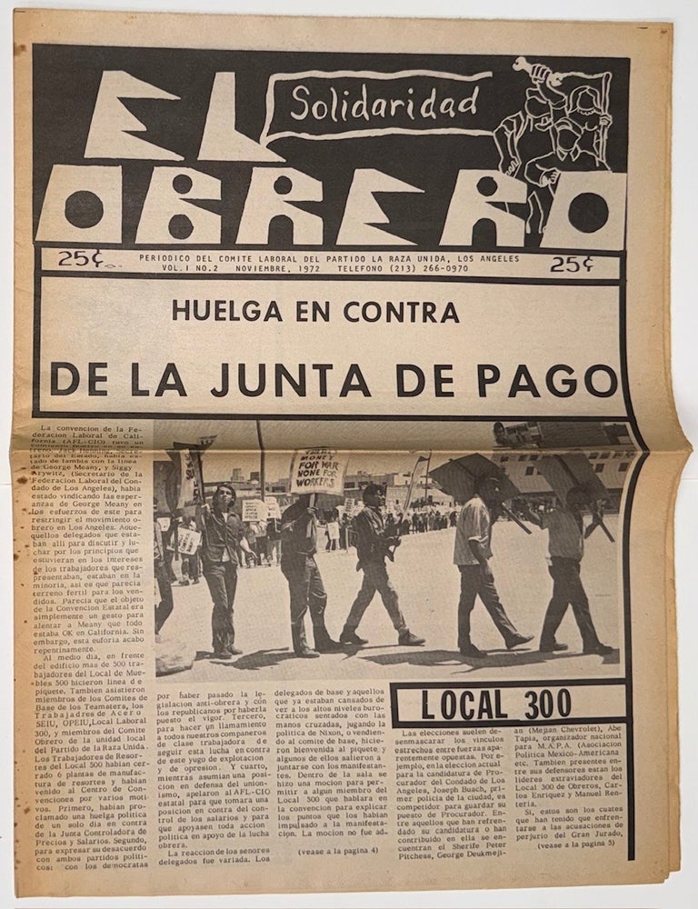 Cat.No: 345341 El Obrero. Vol. 1 no. 2 (Noviembre, 1972