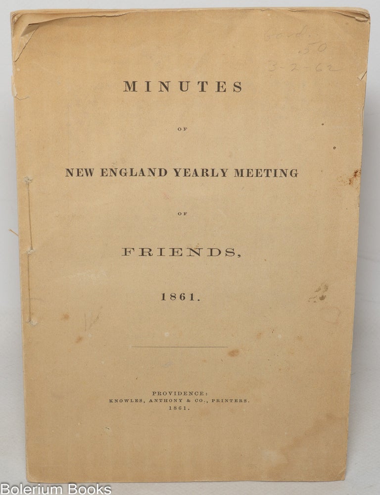 Cat.No: 345356 Minutes of New England yearly meeting of Friends, 1861