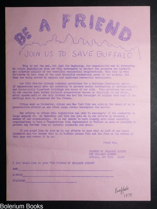 Cat.No: 345699 Be a Friend / Join Us to Save Buffalo [handbill