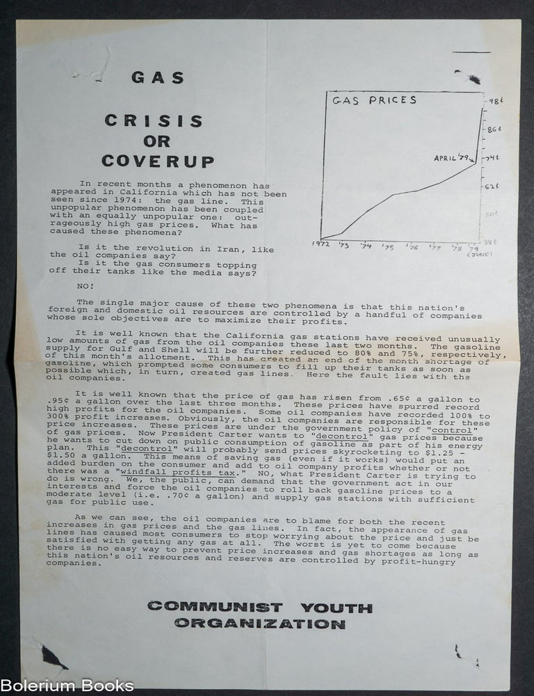 Cat.No: 345858 Gas, Crisis or Coverup [handbill]