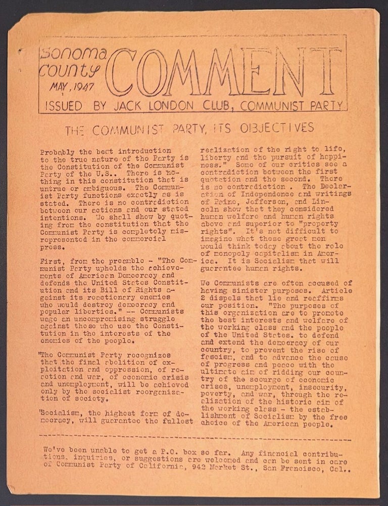 Cat.No: 345946 Sonoma County Comment. May, 1947