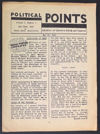 Cat.No: 345947 Political Points: a bulletin of opinion to clarify and organize. Vol. 1...