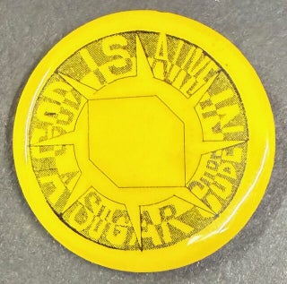 Cat.No: 346011 God is alive in a sugar cube [pinback button