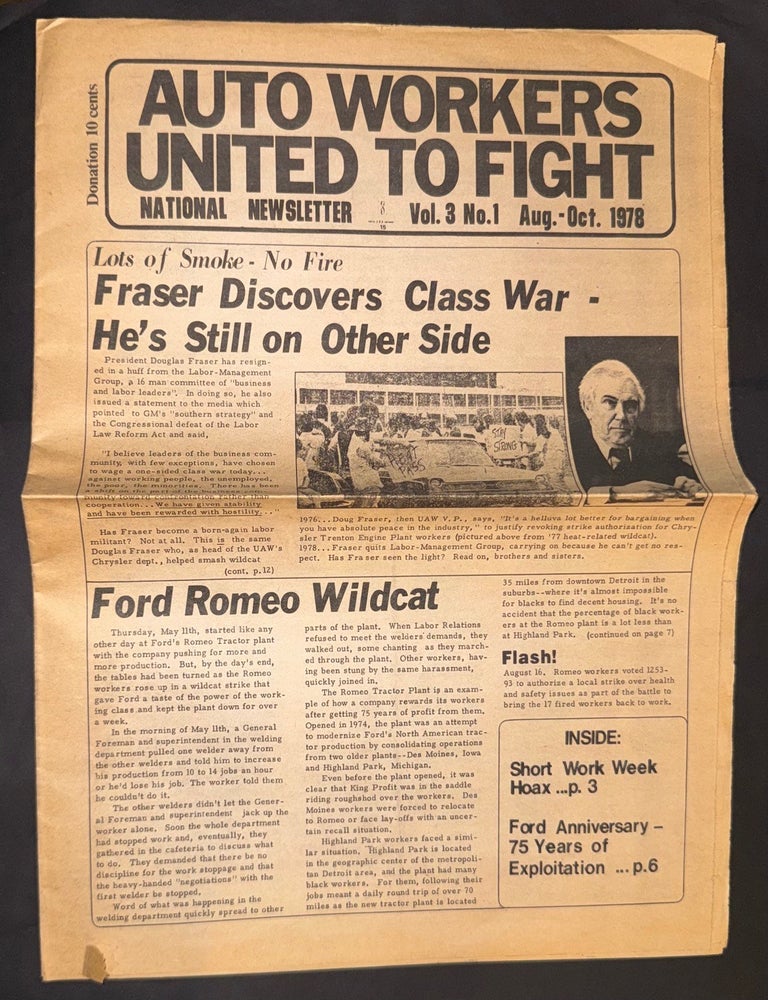 Cat.No: 346034 Auto Workers United to Fight. Vol. 3 no. 1 (Aug.-Oct. 1978)