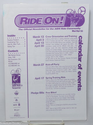 Cat.No: 346193 Ride On! the official newsletter of the California AIDS Ride Community:...