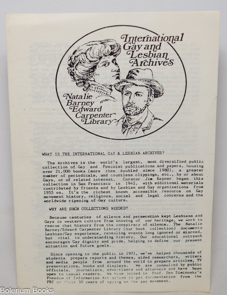 Cat.No: 346578 International Gay & Lesbian Archives, Natalie Barney, Edward Carpenter...