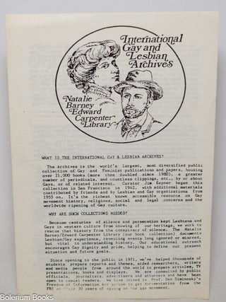 Cat.No: 346578 International Gay & Lesbian Archives, Natalie Barney, Edward Carpenter...