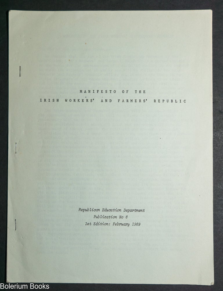 Cat.No: 346691 Manifesto of the Irish workers' and farmers' republic