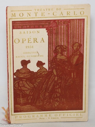 Cat.No: 346798 Th&eacute;atre de Monte-Carlo Saison Op&eacute;ra 1931: Programme Officiel