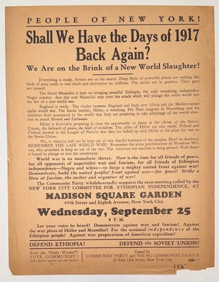 Cat.No: 346957 People of New York! Shall we have the days of 1917 back again? We are on...