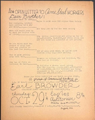 Cat.No: 346966 An open letter to Acme Steel workers [handbill