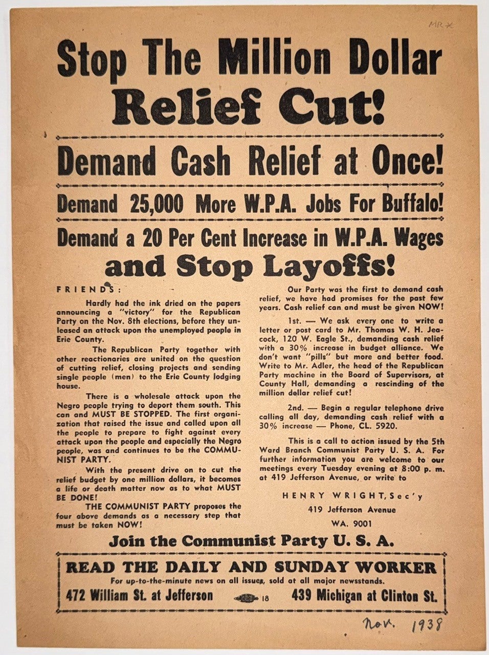Stop the Million Dollar Relief Cut! Demand Cash Relief at Once! Demand ...