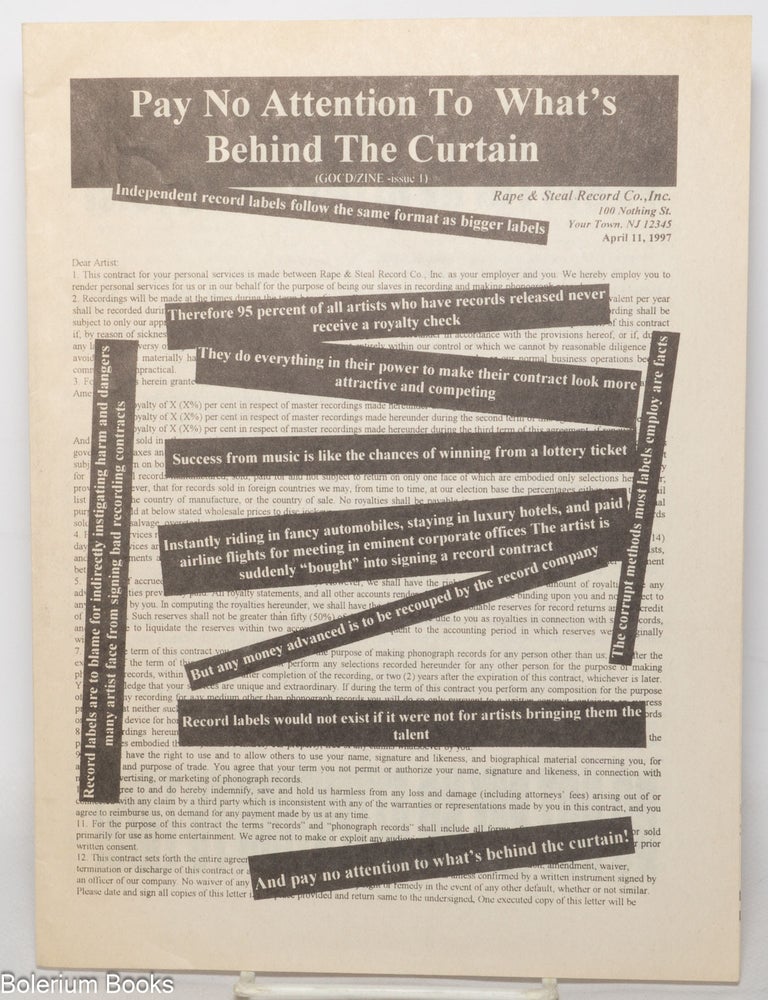 Cat.No: 347178 Pay No Attention To What's Behind The Curtain (GOCD/ZINE - issue 1)