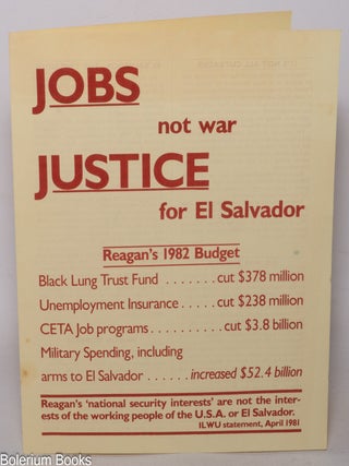 Cat.No: 347486 Jobs not war, Justice for El Salvador