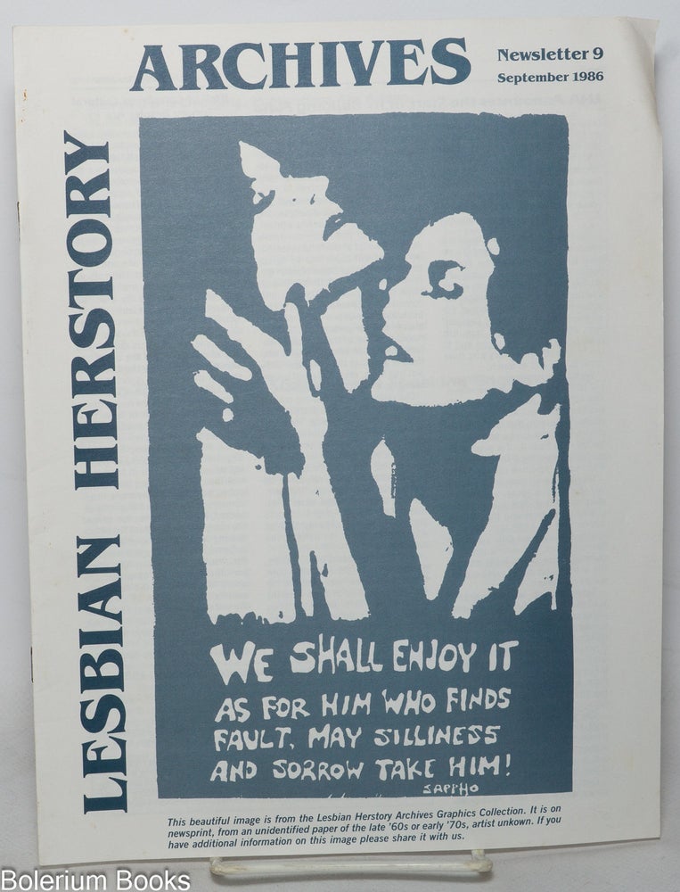 Cat.No: 347814 Lesbian Herstory Archives: newsletter #9, September 1986