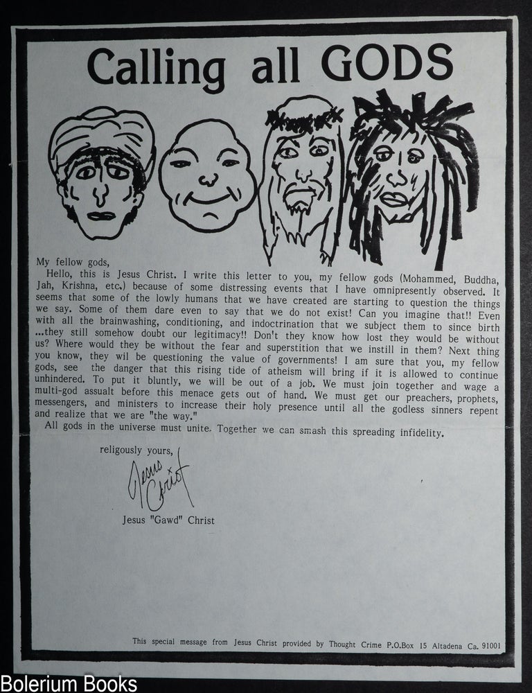 Cat.No: 347835 Calling all Gods [handbill]