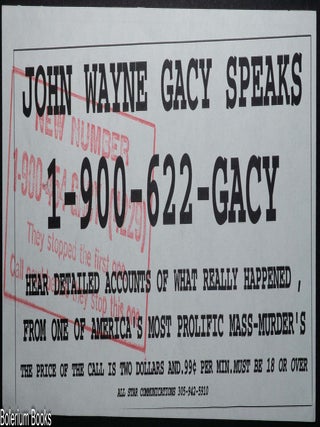 Cat.No: 347839 John Wayne Gacy Speaks 1-900-622-GACY [handbill