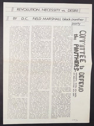 Revolution, necessity vs. desire [handbill
