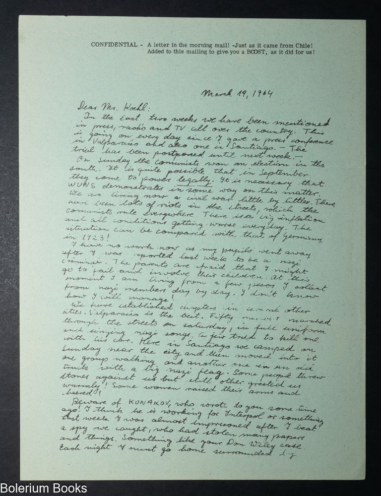 Cat.No: 348303 [Copy of a confidential letter by Franz Pfeiffer distributed by the ANP-NSWPP to its members]