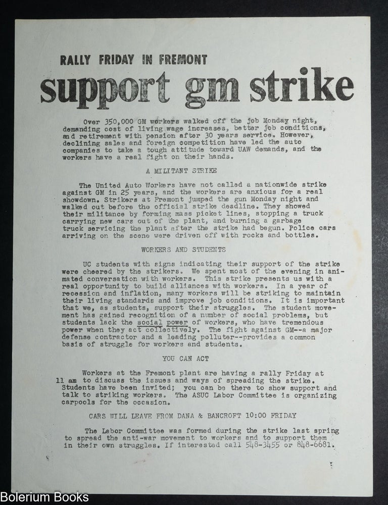 Cat.No: 348367 Rally Friday in Fremont, Support GM Strike [handbill]