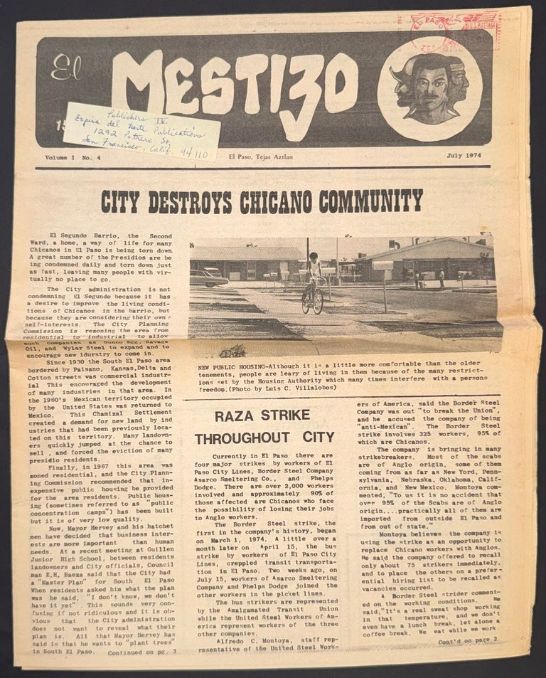 Cat.No: 348413 El Mestizo. Vol. 1 no. 4 (July 1974