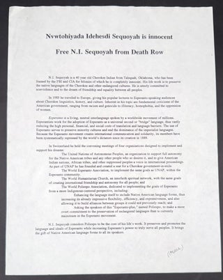 Cat.No: 348426 Nvwtohiyada Idehesdi Sequoyah is innocent. Free N.I. Sequoyah from Death...