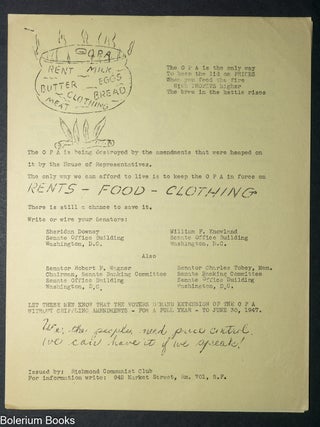Cat.No: 348588 [Four mimeographed Richmond Communist Club handbills
