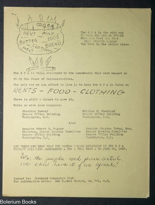 Cat.No: 348588 [Four mimeographed Richmond Communist Club handbills