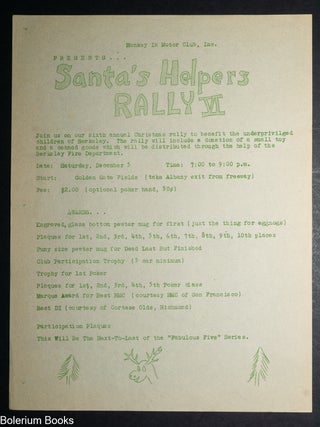 Cat.No: 348623 Monkey in Motor Club, Inc. Presents... Santa's Helpers Rally VI...