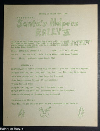 Cat.No: 348623 Monkey in Motor Club, Inc. Presents... Santa's Helpers Rally VI...