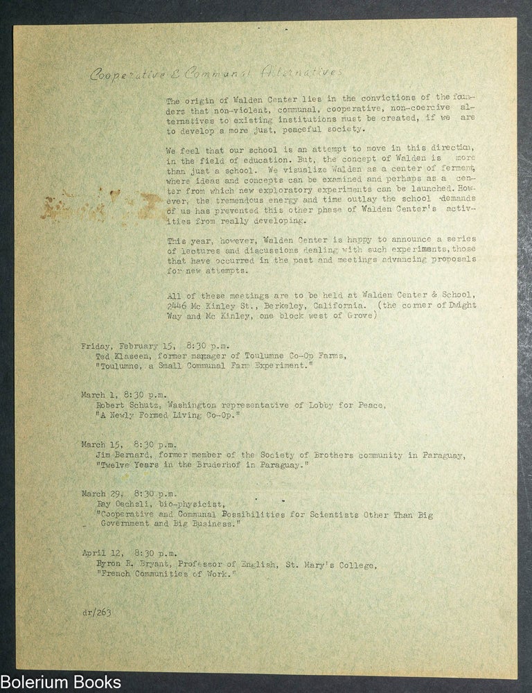Cat.No: 348658 Cooperative & Communal Alternative [handbill]