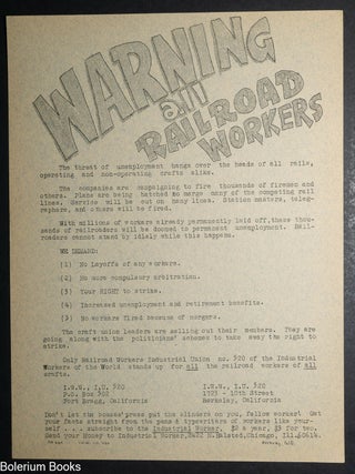 Cat.No: 348665 Warning all railroad workers [handbill