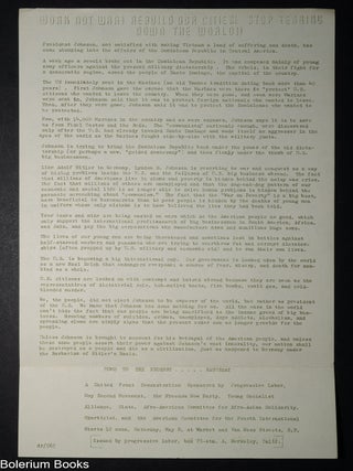 Cat.No: 348670 Work Not War! Rebuild Our Cities! Stop Tearing Down the World!! [handbill