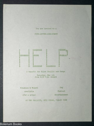 Cat.No: 348689 You are invited to a four-letter-word-party / HELP; a benefit for Ellen...