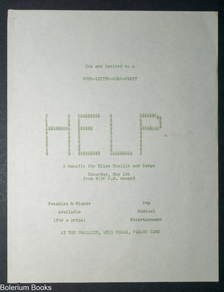 Cat.No: 348689 You are invited to a four-letter-word-party / HELP; a benefit for Ellen...