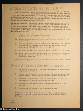 Cat.No: 348713 A training center for non-violence [handbill
