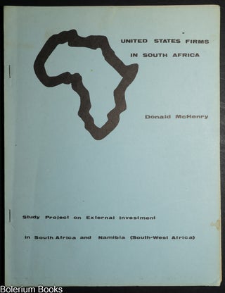 Cat.No: 349077 United States firms in South Africa. Study project on external investment...